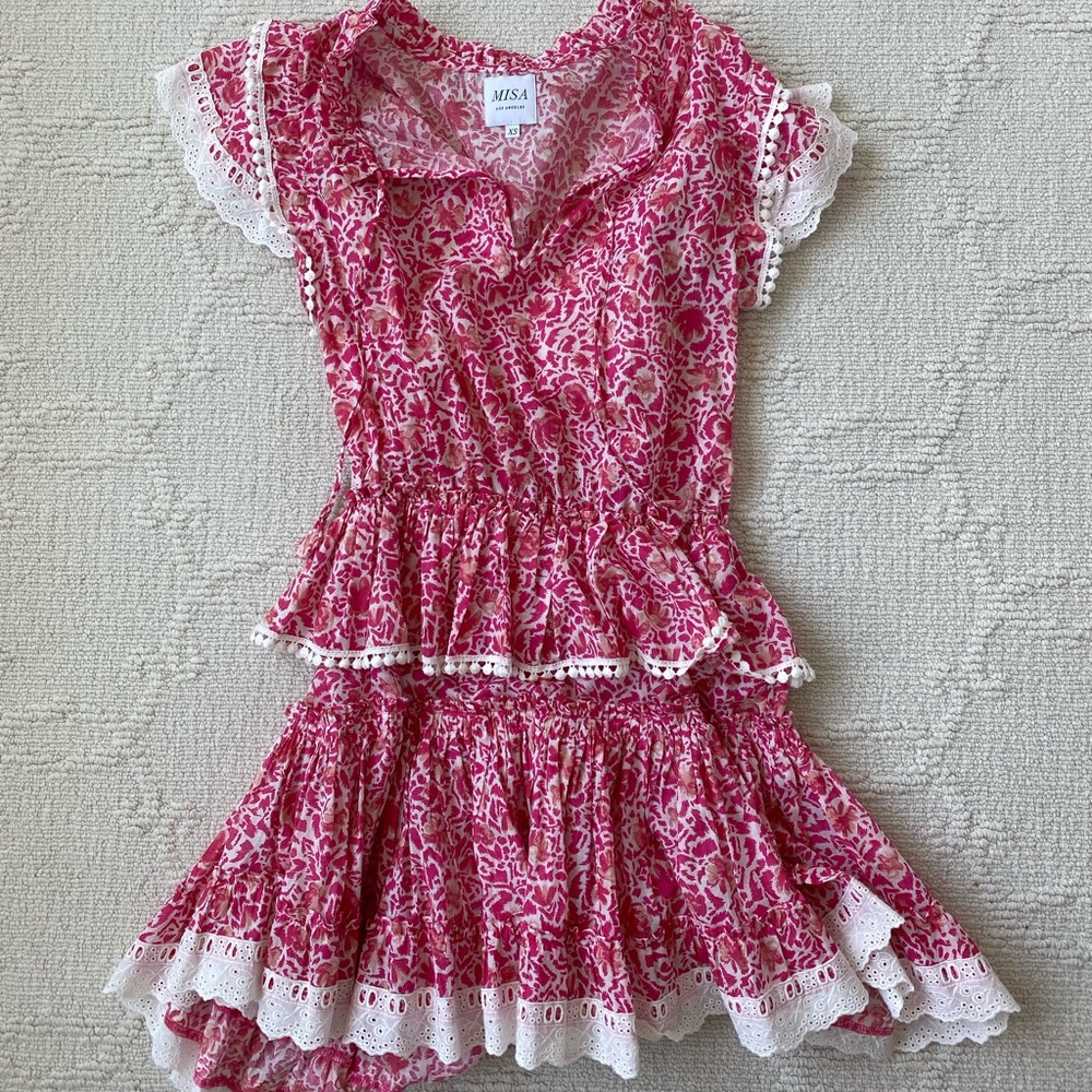 Pink Floral Misa Ruffle Dress